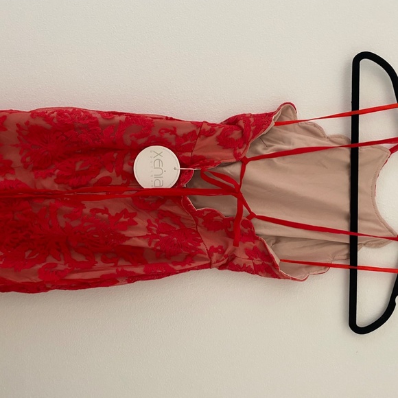 Red Lace Halter Dress - Picture 2 of 3